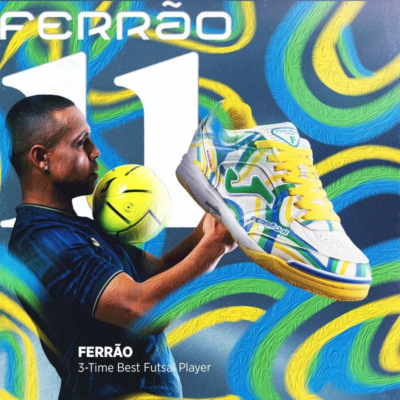 Chuteira de Futsal Joma Top Flex Rebound Ferrão II - Branco e Amarelo - Image 2