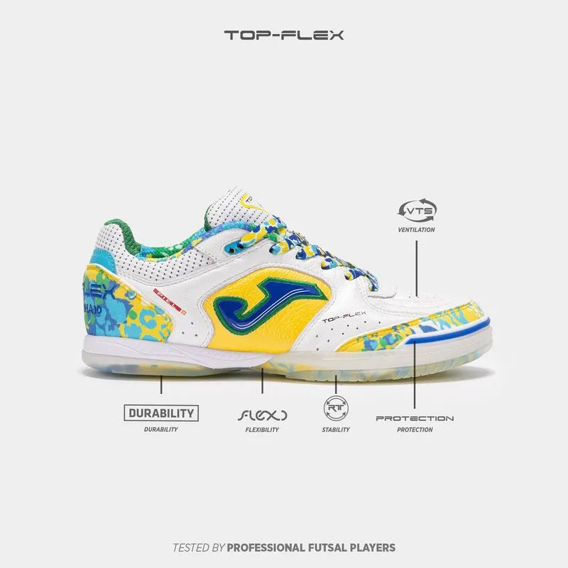 Chuteira de Futsal Joma Top Flex Amandinha - Branco e Amarelo - Image 3